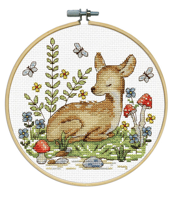INFUNLY 6 Stamped Cross Stitch Kits for Kids Animal Pattern DIY Embroidery