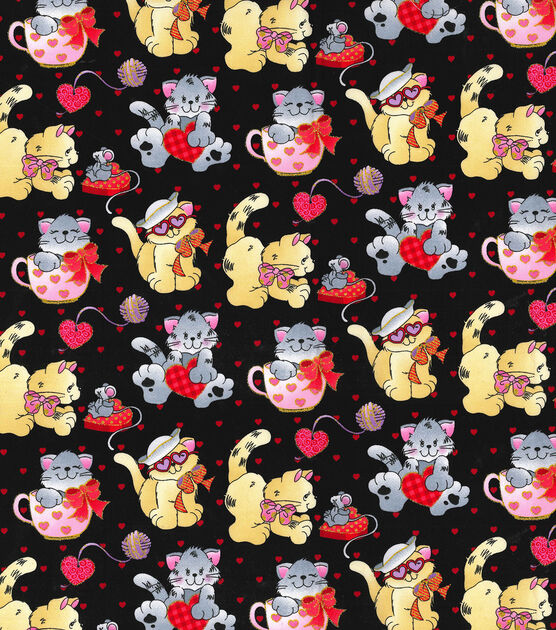 Fabric Traditions Valentine Kittens Valentine's Day Cotton Fabric, , hi-res, image 2
