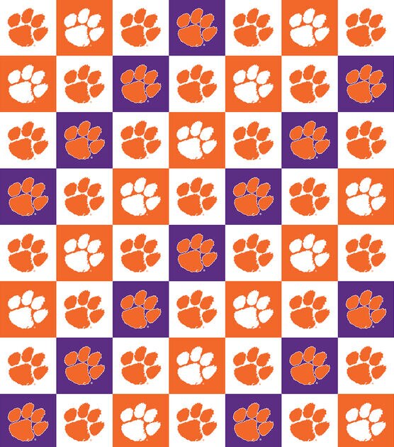 Clemson Tigers Cotton Fabric Collegiate Checks