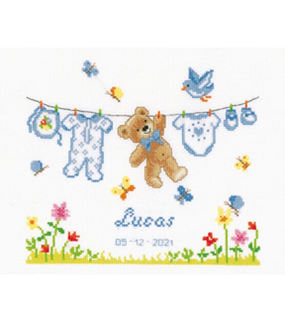 Vervaco 8" x 9" Birth Bear Counted Cross Stitch Kit, , hi-res, image 5