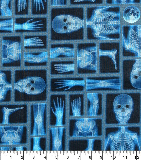 Skeleton Xray on Black Cotton Fabric, , hi-res, image 2