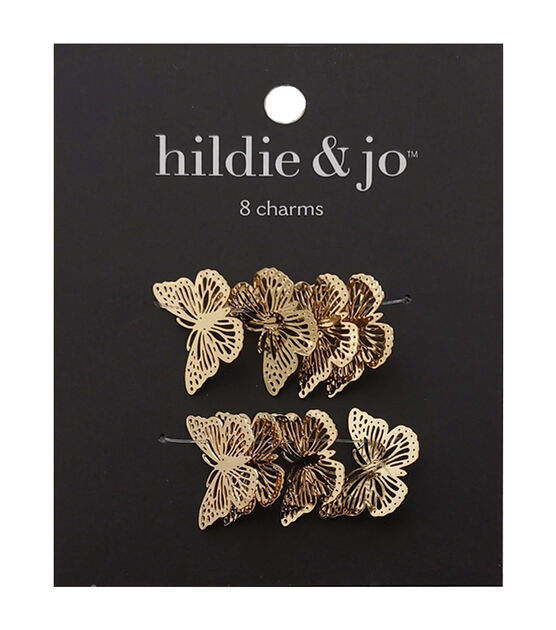 8pk Gold Filigree Butterfly Charms by hildie & jo