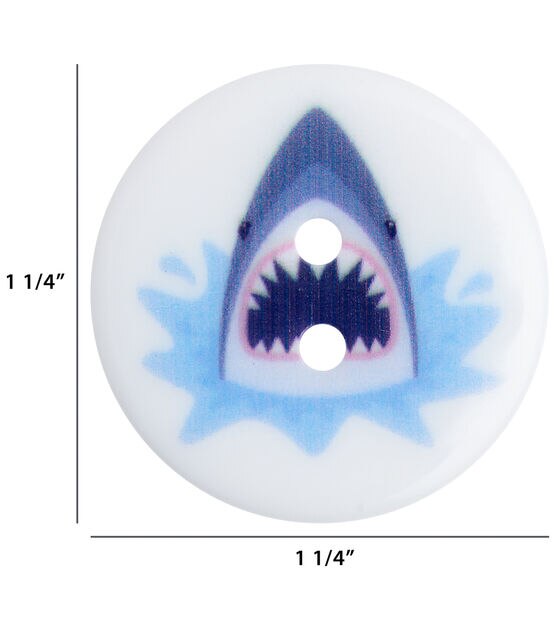 Flair Originals 1 1/4" Shark Round 2 Hole Buttons 3pk, , hi-res, image 4