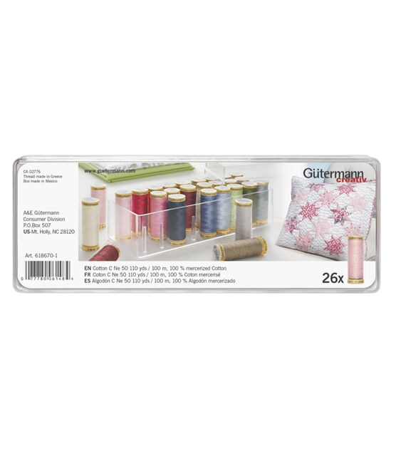 Gutermann Spool Box 26 Cotton Thread Set, Assorted Colors