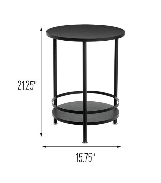 Honey Can Do 2 Tier Round Side Table Black, , hi-res, image 3