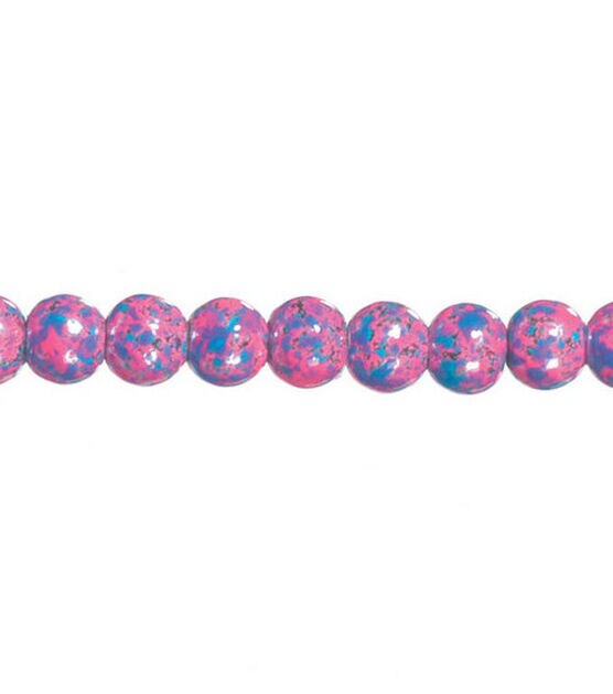 7" Blue & Pink Marble Glass Strung Beads by hildie & jo