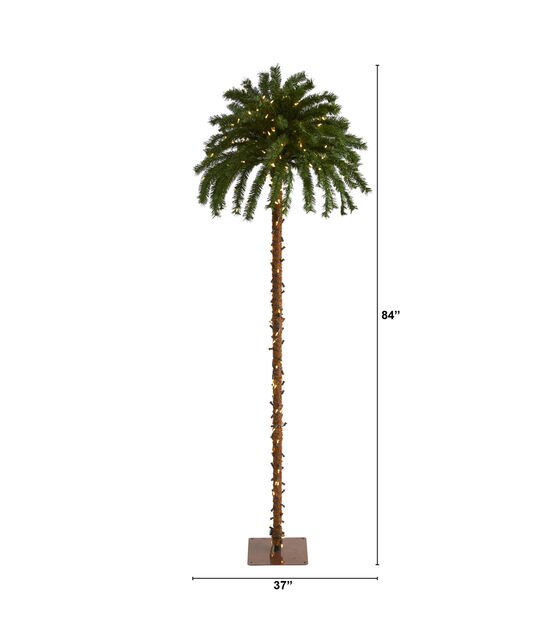 Nearly Natural 7' White Pre Lit Palm Christmas Tree, , hi-res, image 2