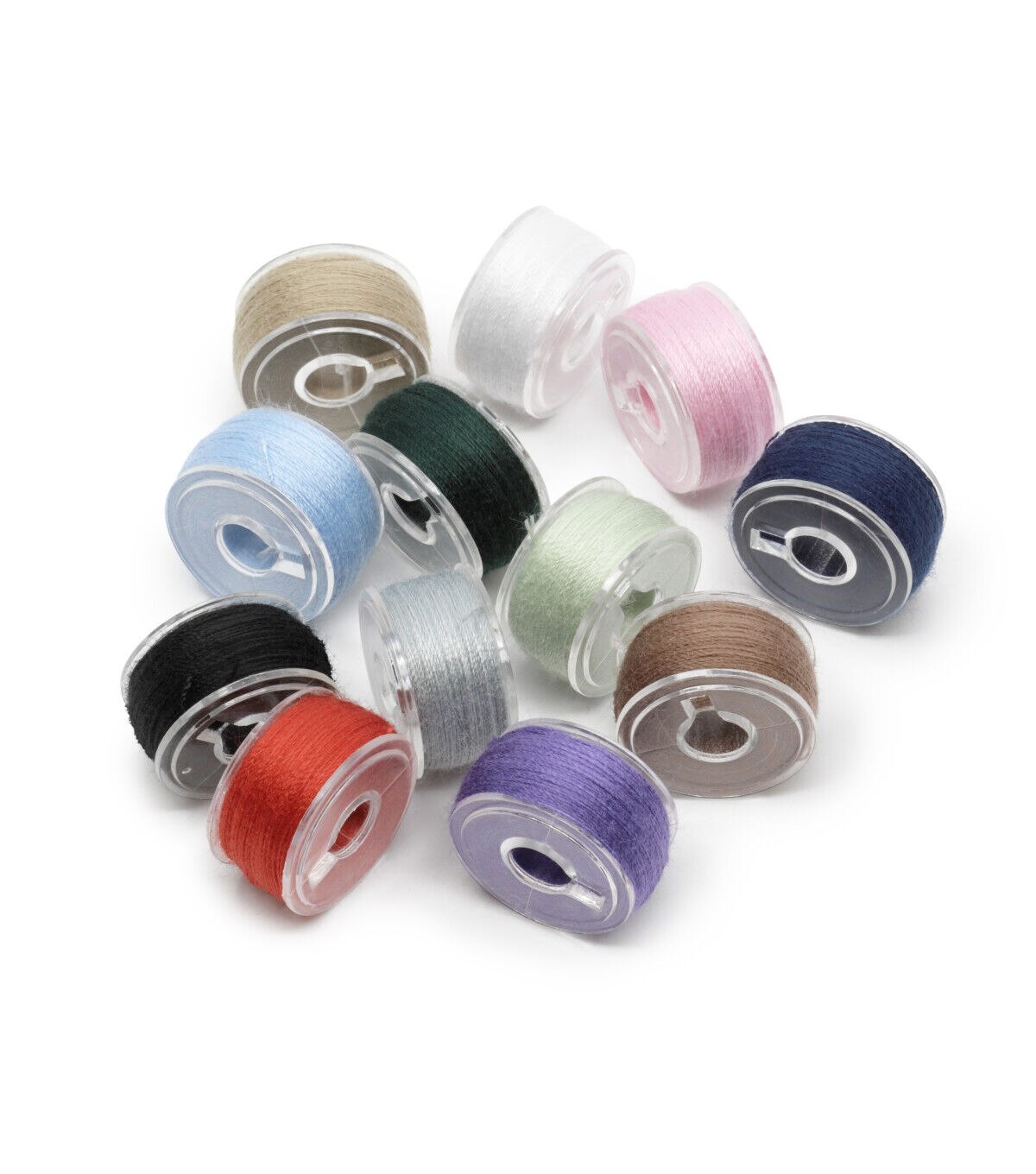 12pc Reusable Sewing Machine Bobbins w/ 50yd Thread B&W or Colors Prym-Dritz 