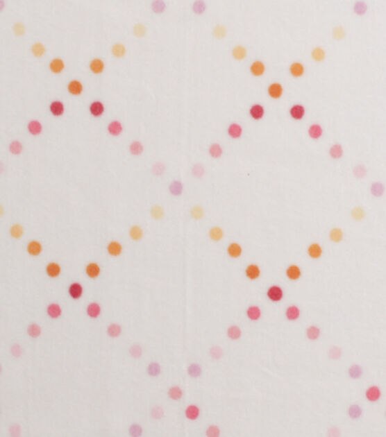 Orange & Pink Pastel Dotted Diamonds Anti Pill Fleece Fabric