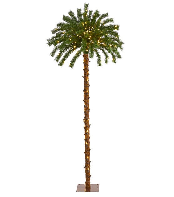 Nearly Natural 5' White Pre Lit Palm Christmas Tree