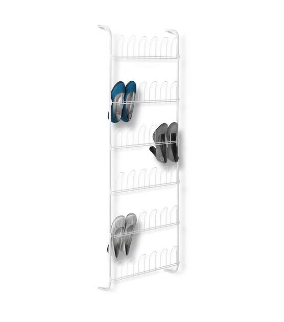 Honey Can Do 22.5" x 63" White Steel 18 Pair Over The Door Shoe Rack