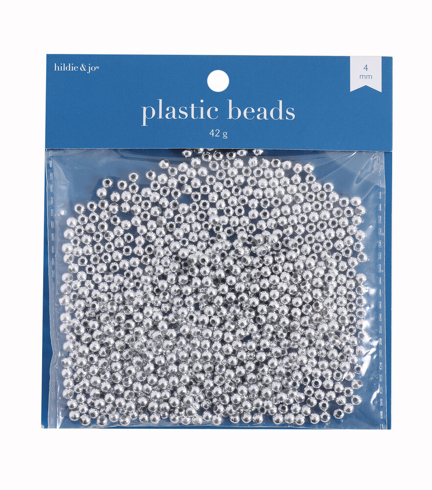 4mm Round Plastic Pearl Beads 1500pk by hildie & jo, Silver, swatch, image 1