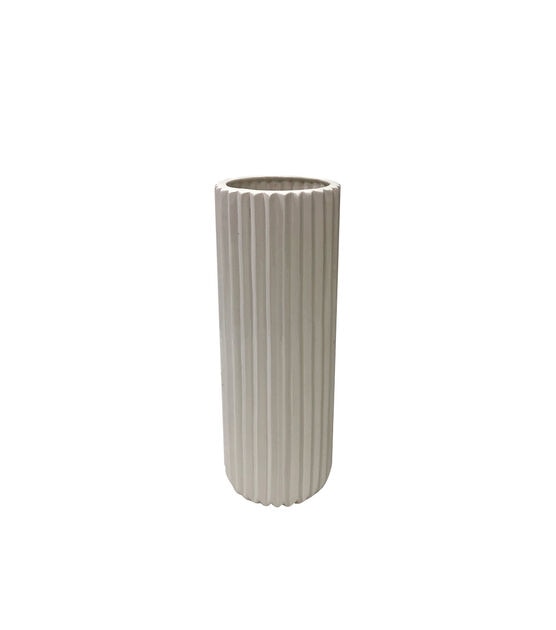16'' Beige Grooved Ceramic Container by Bloom Room