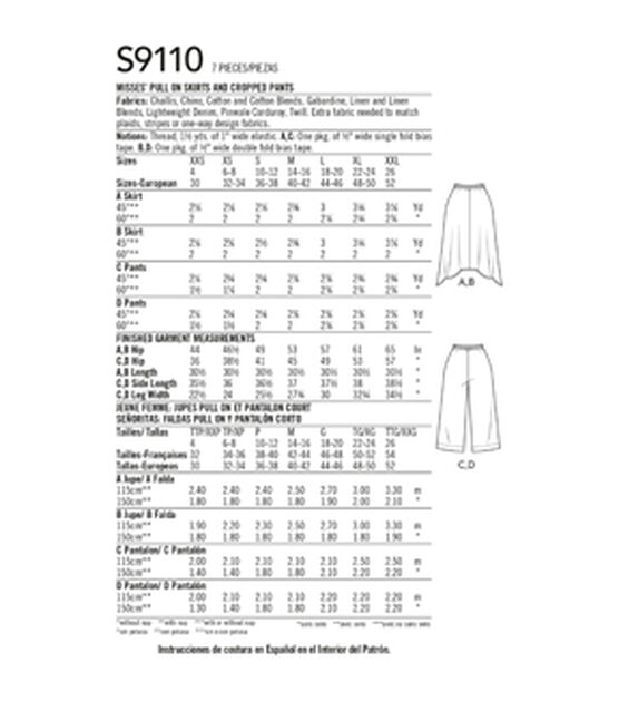 Simplicity S9110 Size XXS to 2XL Misses Skirts & Pants Sewing Pattern, , hi-res, image 4