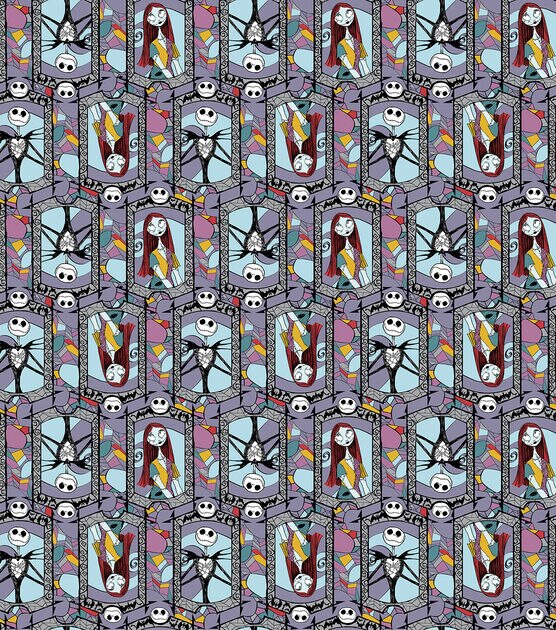Nightmare Before Christmas Fleece Fabric Sally And Jack Stained Glass, , hi-res, image 2