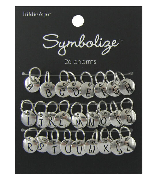 26ct Black Alphabet on Silver Round Charms by hildie & jo