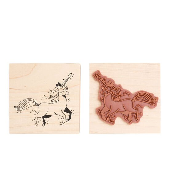 American Crafts Wooden Stamp Unicorn, , hi-res, image 2
