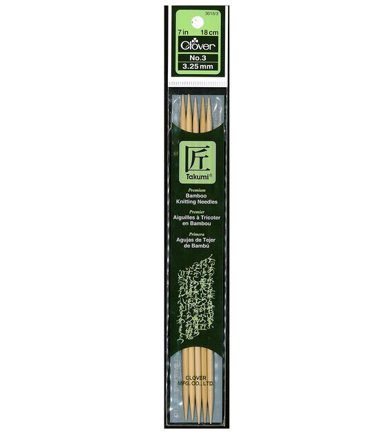 Clover 7" Bamboo Size 3 Double Point Knitting Needle Set