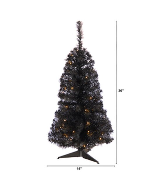 Nearly Natural 3' White Pre Lit Black Pine Christmas Tree in Metal Stand, , hi-res, image 2
