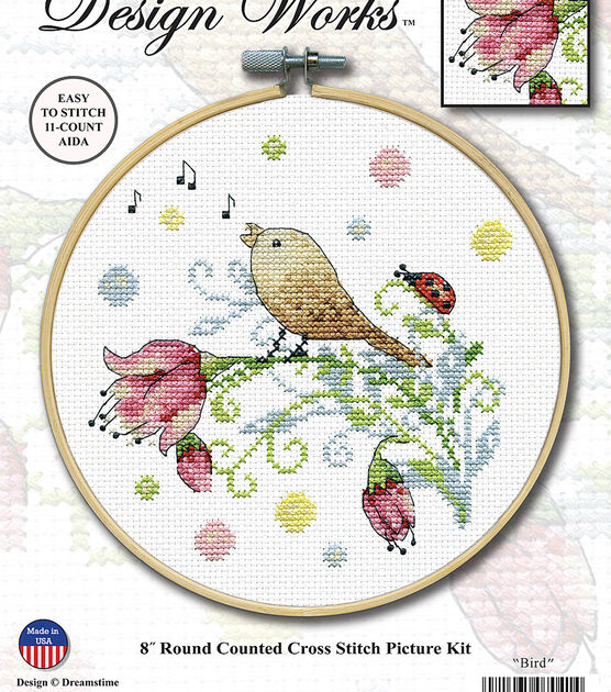 Design Works 8" Bird Round Counted Cross Stitch Kit, , hi-res, image 2
