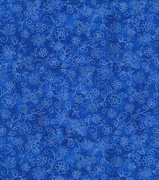 Fabric Traditions Flowers on Royal Cotton Fabric by Keepsake Calico