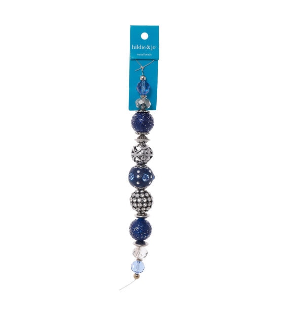 7" Navy Metal Shine Strung Beads by hildie & jo
