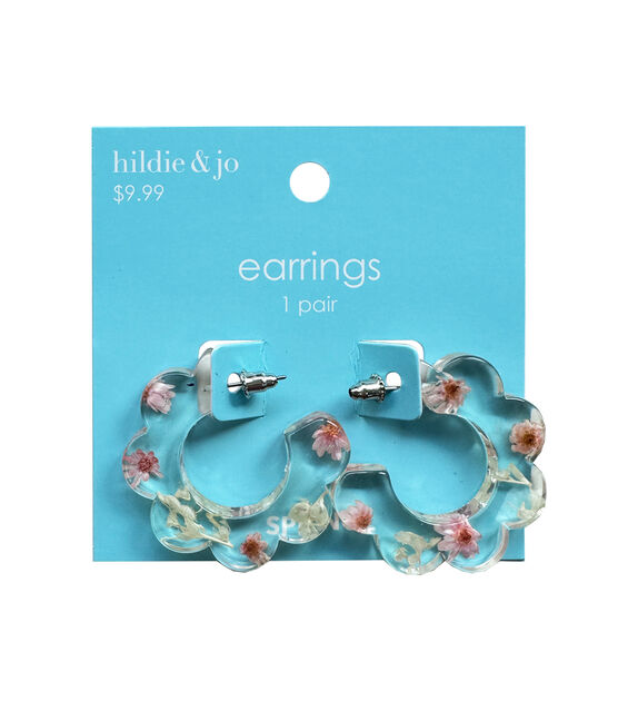 1.5" Spring Dried Flower Half Hoop Earrings by hildie & jo