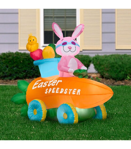 National Tree 54" Inflatable Bunny in Easter Speedster, , hi-res, image 3