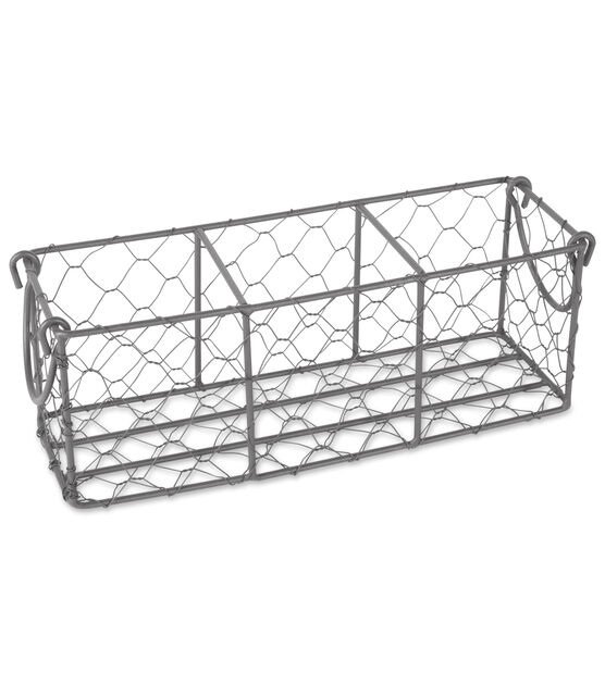 Design Imports Vintage Chickenwire Flatware Caddy With 3pc Jars, , hi-res, image 4