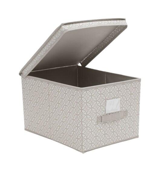 Simplify 12 x 10 Gray Boho Storage Box With Handle