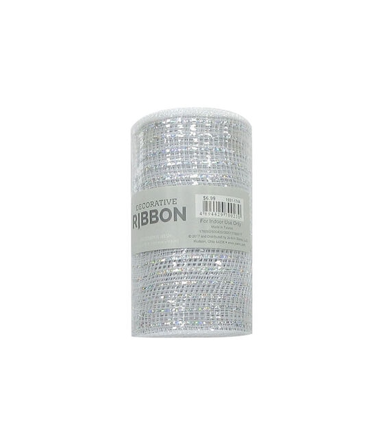 5.5" x 30' Metallic Silver Deco Mesh by Place & Time