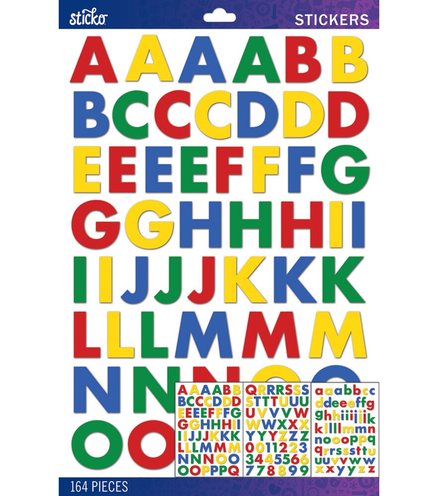 Sticko Futura Bold Alphabet Sticker Large, Primary, swatch
