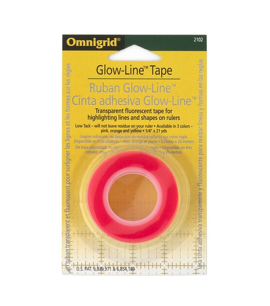 Omnigrid 21yd Pink Transparent & Fluorescent Glow Line Tape 3pk