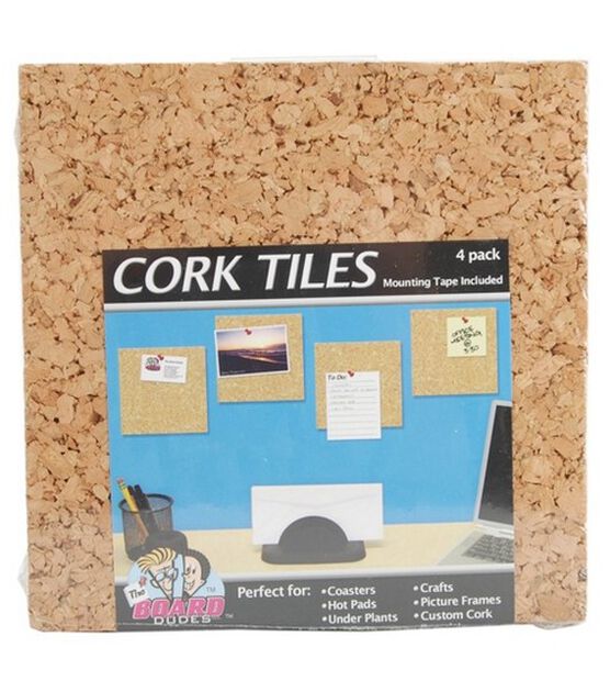 The Board Dudes 4 pk 6''x6'' Cork Tiles