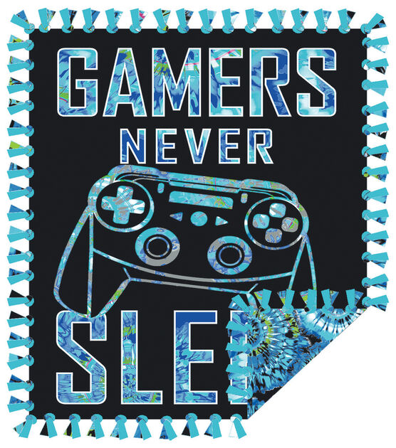 48" Wide Gamers Never Sleep No Sew Fleece Blanket