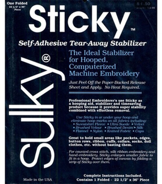 Sulky Self Adhesive Tear Away Stabilizer 22-1/2”W x 1yd by Sulky