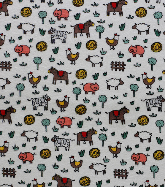 Farm Animal Doodles Super Snuggle Flannel Fabric