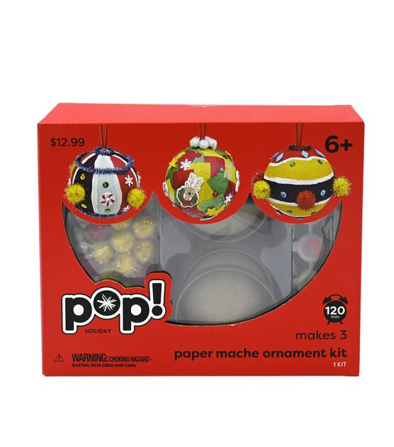 3ct Christmas Paper Mache Ornament Kit by POP!