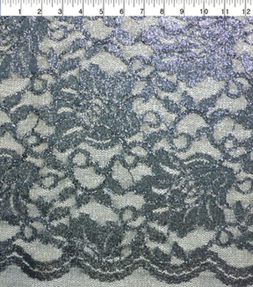 Foil Stretch Lace Fabric by Casa Collection, Gray, swatch
