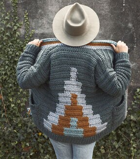 Lion Brand Mountaintop Cardigan Pattern Crochet Hue + Me Yarn Bundle Box