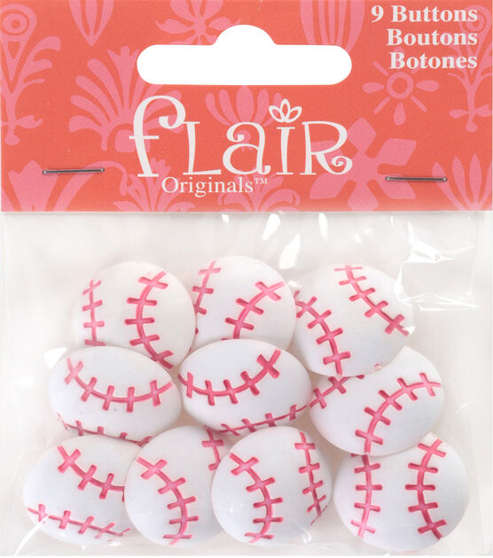 Flair Originals 3/4" Baseball Shank Buttons 10pc, , hi-res, image 2