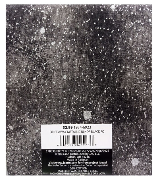 18" x 21" Black Blend Metallic Cotton Fabric Quarter by Keepsake Calico, , hi-res, image 2