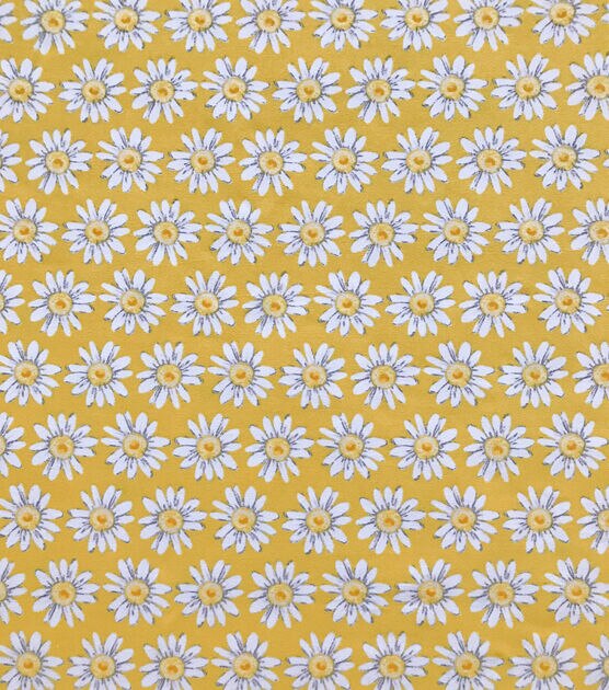 Yellow Daisy Jersey Knit Fabric, , hi-res, image 1