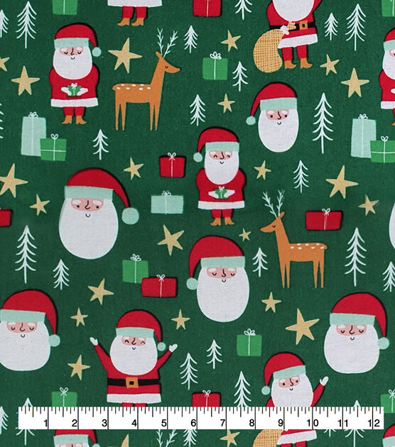 Santa & Present on Green Super Snuggle Christmas Flannel Fabric, , hi-res, image 2