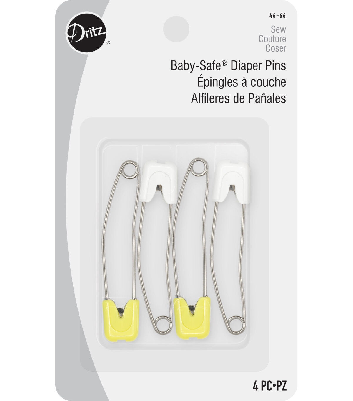 Dritz Baby Safe Diaper Pins, Pink - 4 count