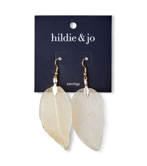 Gold Metal Leaf Drop Earrings by hildie & jo