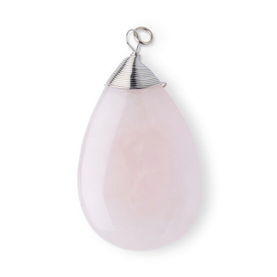 Silver Wire Wrapped Pink Teardrop Stone Pendant by hildie & jo, , hi-res, image 2