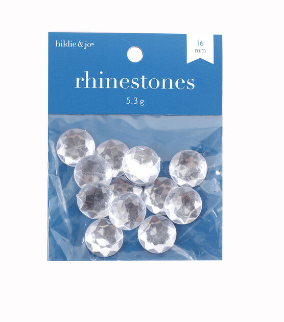 16mm Clear Round Crystal Rhinestones 12pk by hildie & jo