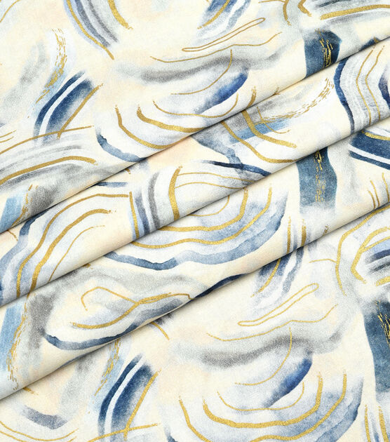 Blue Geodes Premium Metallic Cotton Fabric, , hi-res, image 3