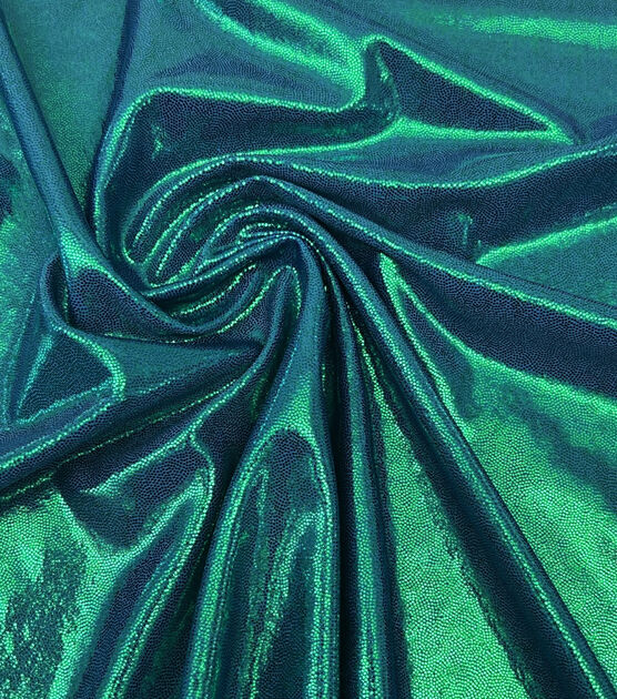 Mystique Foil Fabric - Green - 58/60 4 Way Stretch Iridescent Foggy F
